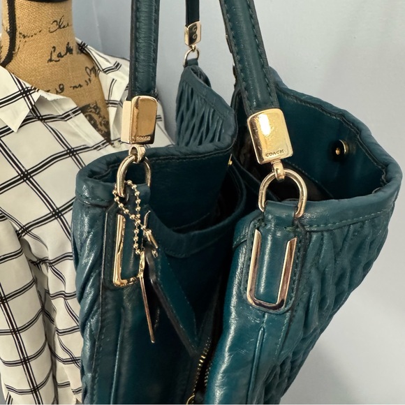 COACH Madison Phoebe Shoulder Bag in Gathered Twist Leather Teal - Picture 8 of 17